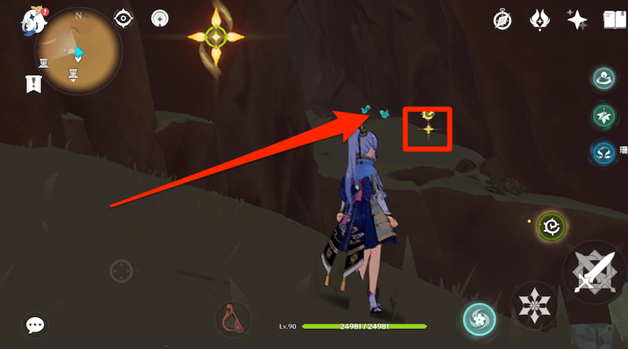 クローバーマークを使い進み引き続き道なり進む