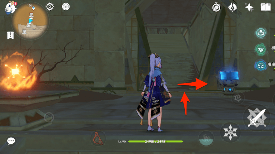 遺跡に入ってすぐ右側へ向かう