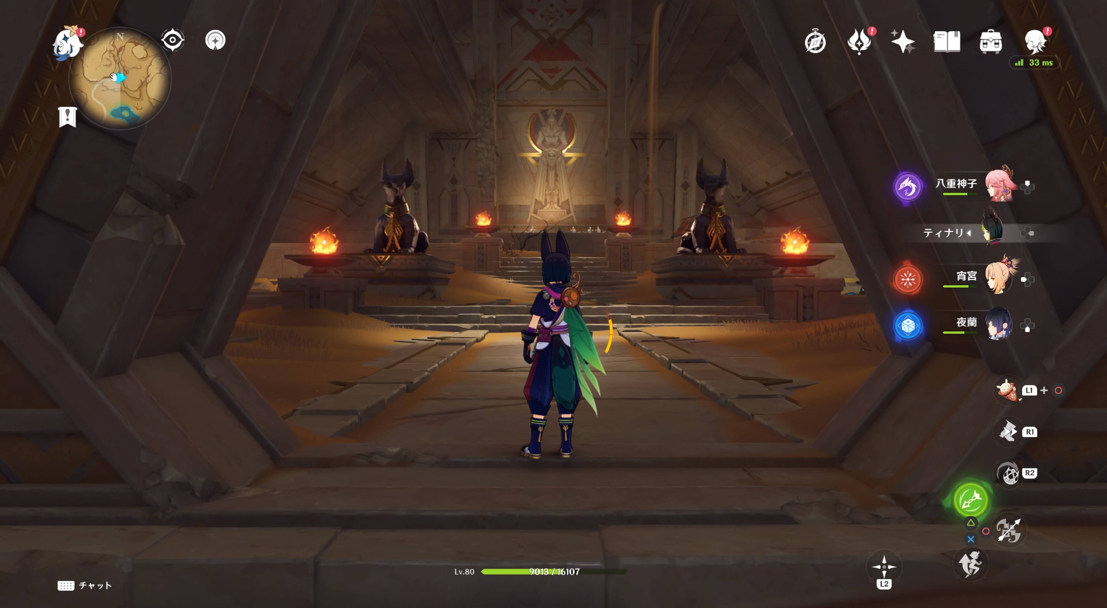 アヌビスの像が2体並んだ部屋