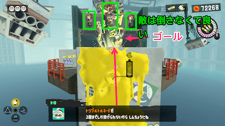 壁を登り正面のゴールに触れたらクリア