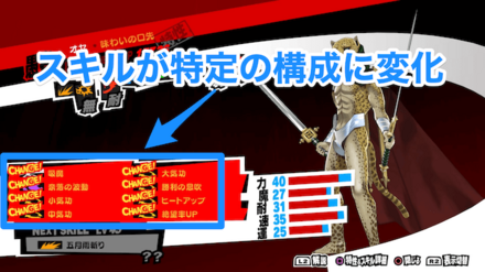 合体事故時に所持スキルと特性が特定の構成に変更