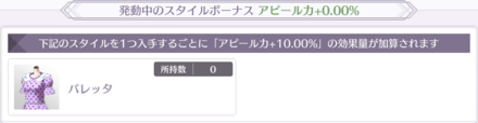 特定のスタイルを所持しているとアピール力上昇