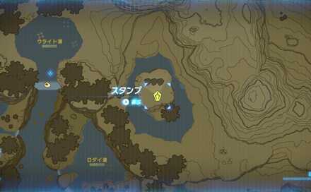 ロダイ湖北東の火打ち石の場所詳細マップ