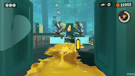 ここでも敵を無視してバルーンの間の壁に飛ぼう