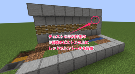 ピストンの上にレッドストーントーチを置く