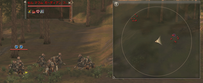 敵が密集しており立ち止まっている