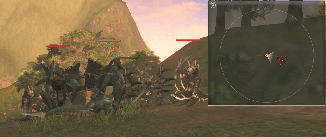 敵が密集しており立ち止まっている