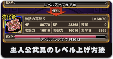 主人公武具のレベルアップ方法