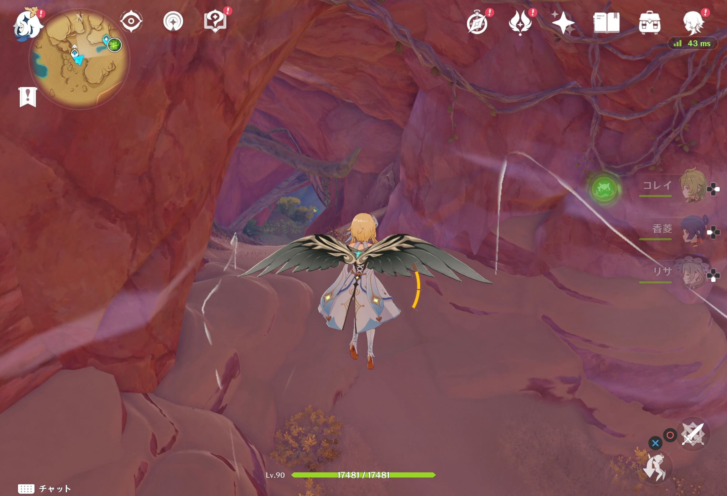 洞窟を奥へ進む