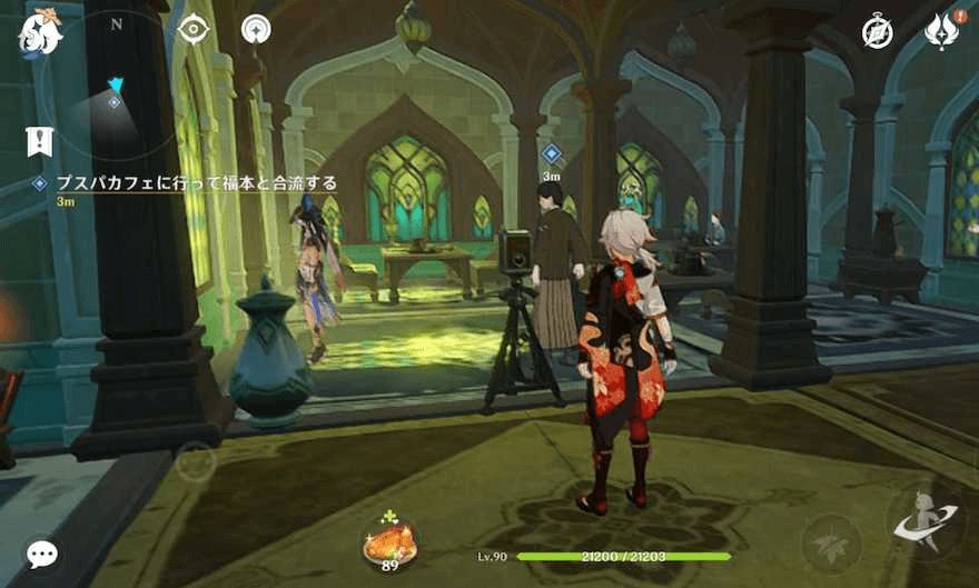 プスパカフェ内の福本に話しかける