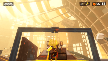 スロープの上に当てて敵を倒す