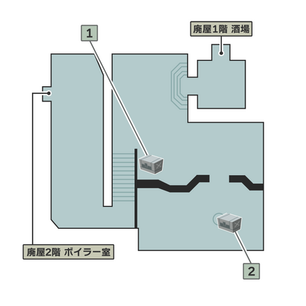 廃屋1階公衆浴場のマップ