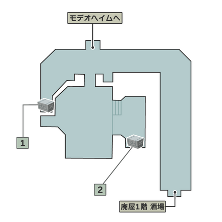 廃屋1階酒場のマップ