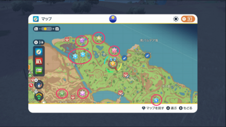 マップに表示される結晶の場所