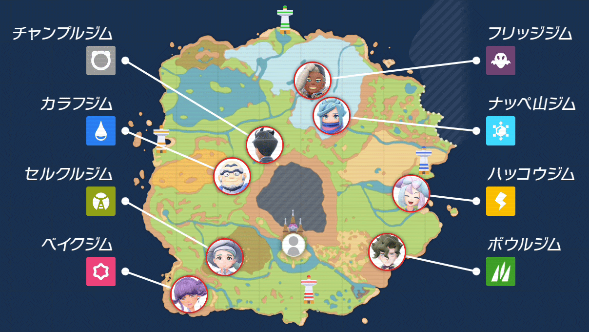 ジムリーダーのマップ
