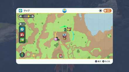 プルピケ山道のポケモンセンターの北の拡大マップ