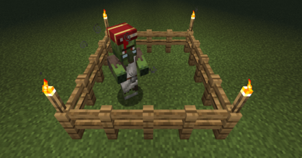 村人ゾンビに弱化のポーションを投げる