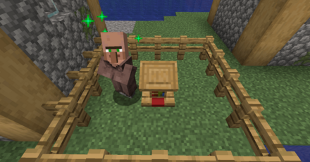 村人の近くに職業ブロックを設置する