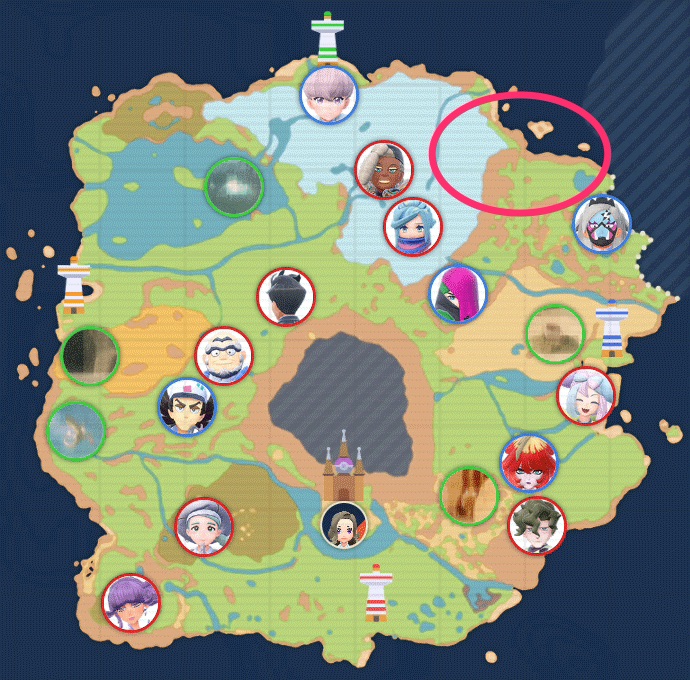 北1番エリアのマップ