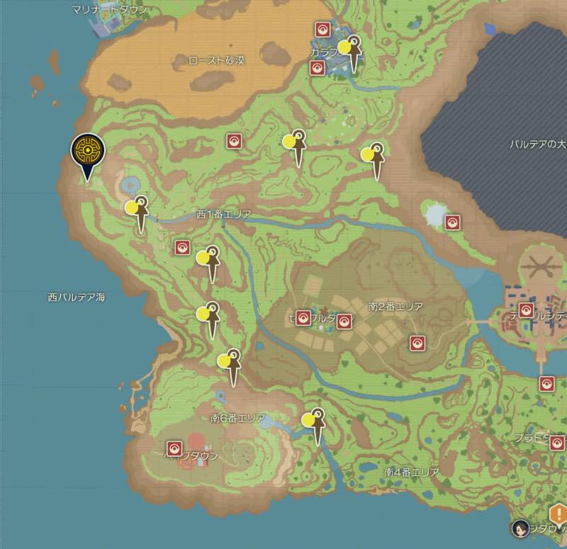 全体マップの南西