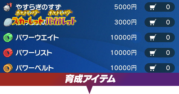 育成アイテム一覧