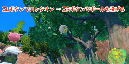 ZLボタンでロックオンし、ZRボタンでボールを投げる