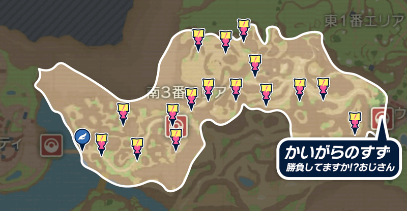 南3番エリアのマップ