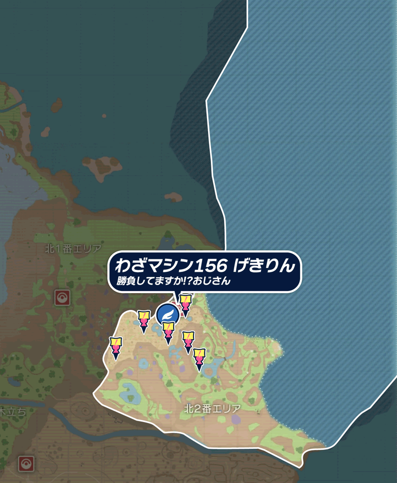 北2番エリアのマップ