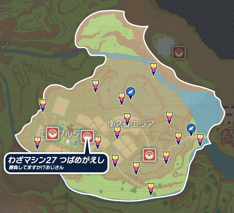 南2番エリアのマップ