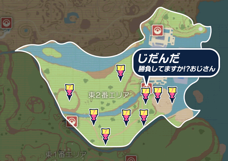 東2番エリアのマップ