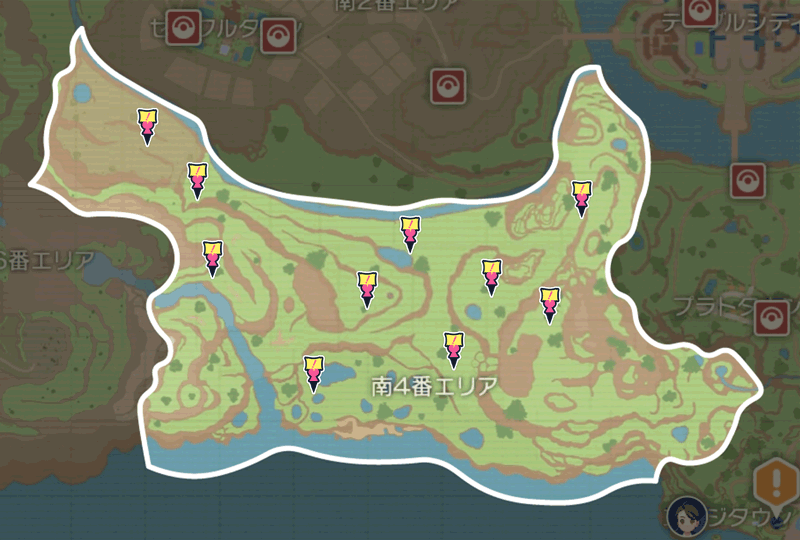 南4番エリアのマップ