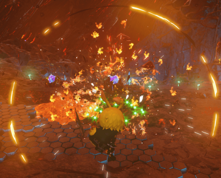 落ちてくる火山弾を投擲することで壊せる