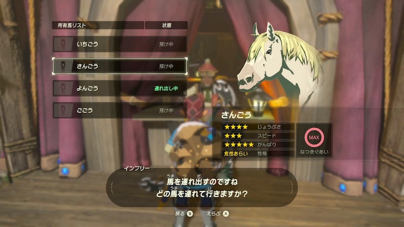 白馬のステータス