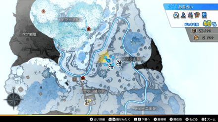 テーリア氷雪島「マノラ山麓」のマップ