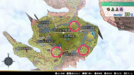 ツバイザ草原島のドラキーマがいる場所