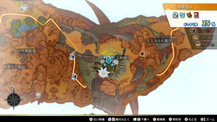 クフィ砂漠島「マスカル大風穴」のマップ