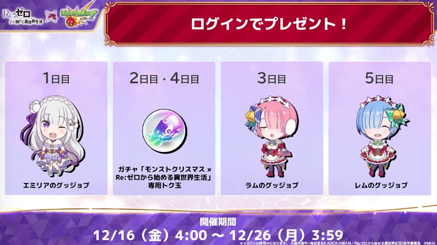 リゼロコラボ 報酬