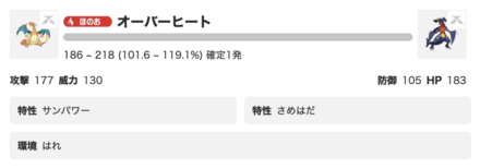 リザードンのダメージ計算