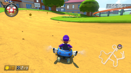 右カーブのインを抜けるショートカット