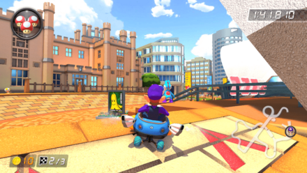 手すりの上を飛び越えるショートカット