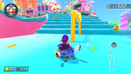 手すりに触れると加速する