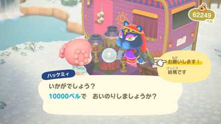 ハッケミィに10000ベル払うと親密度を上げてくれる