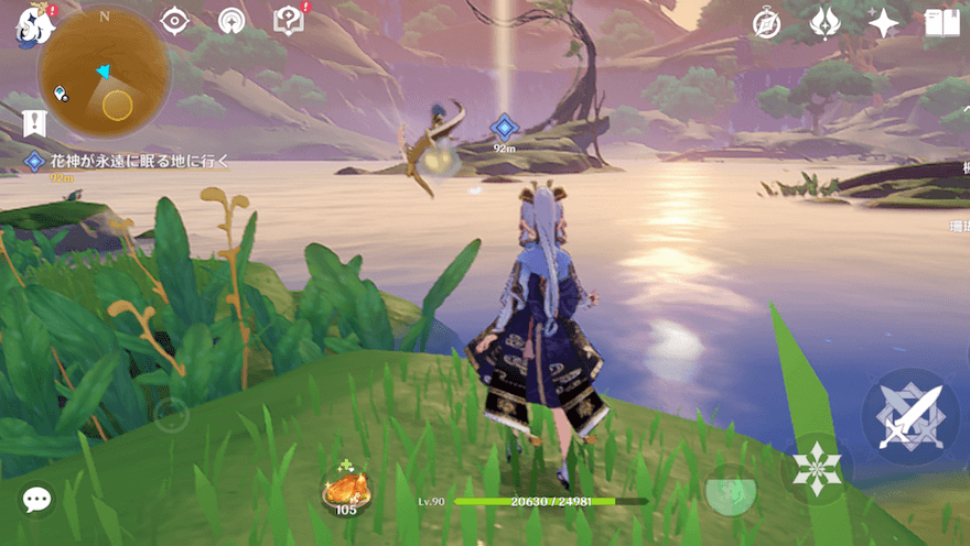 S湖の中央に浮かぶ島へ向かう