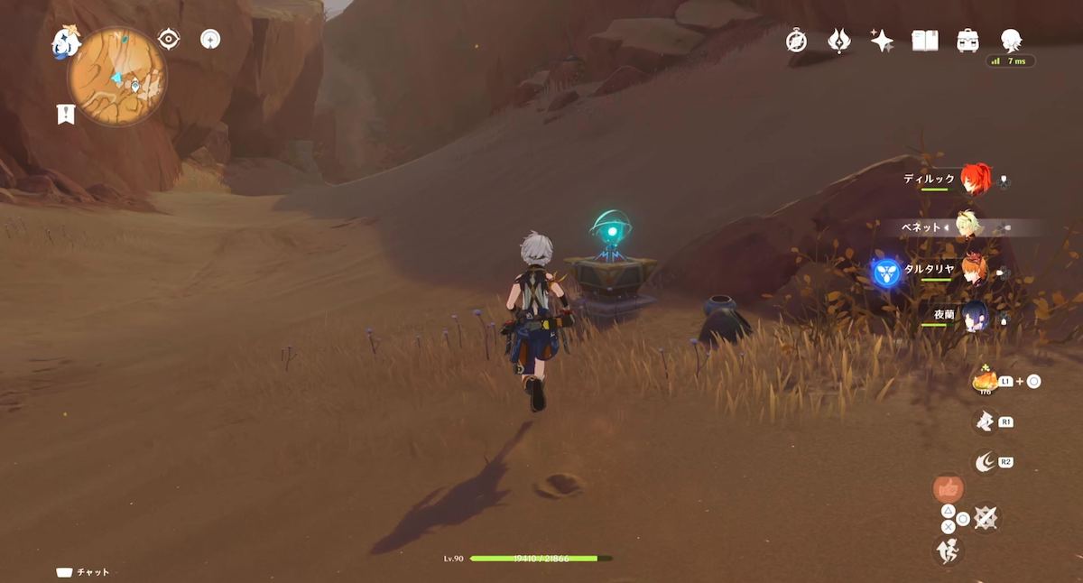 ⑤の場所と光柱のルート