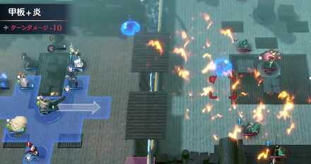 右からの進軍は火炎砲台の炎で防ぐ