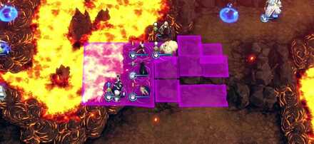 紫色の火山弾の着弾地点を避けながら進軍