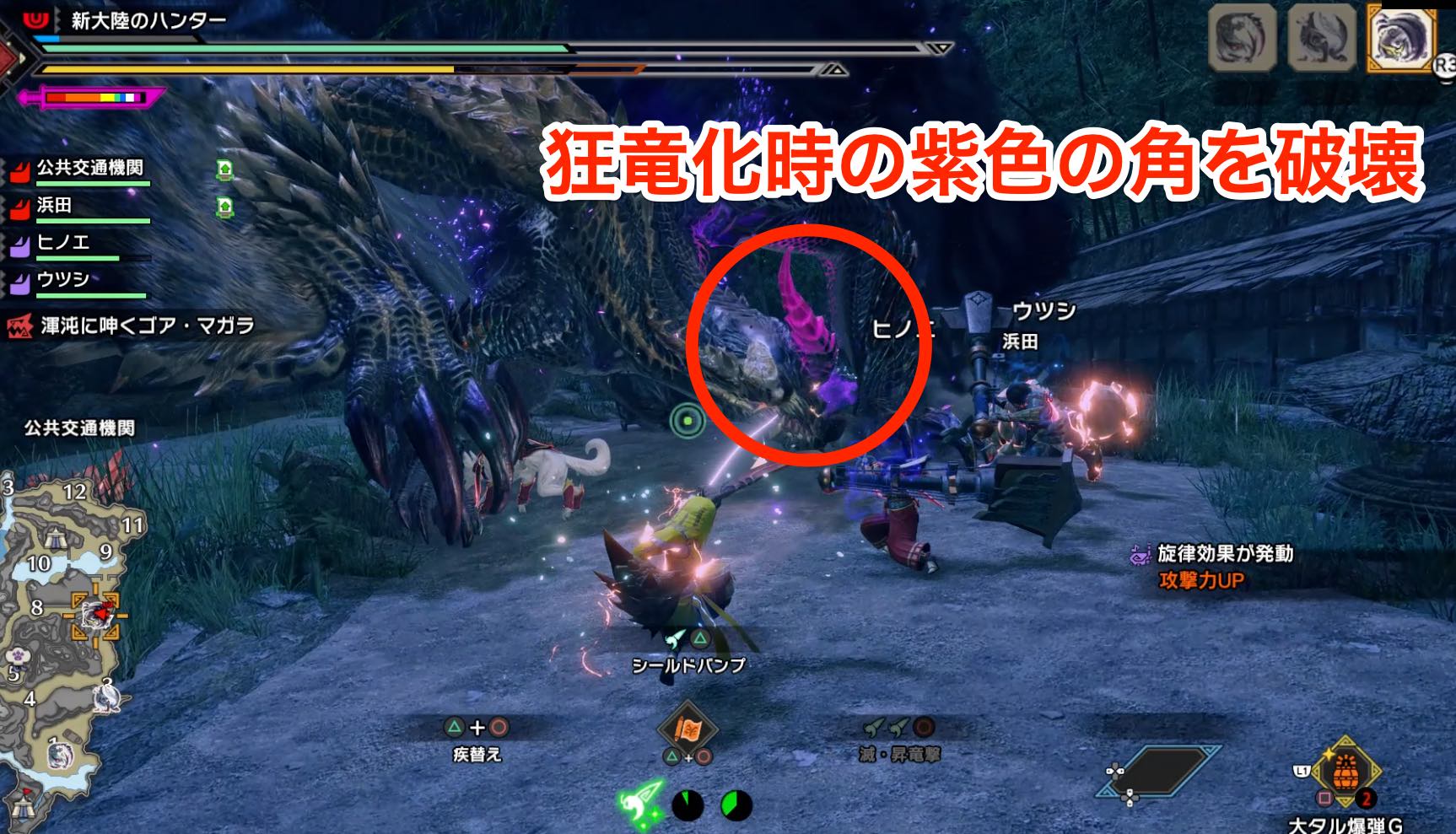 狂竜化時に一定ダメージで角を破壊できる