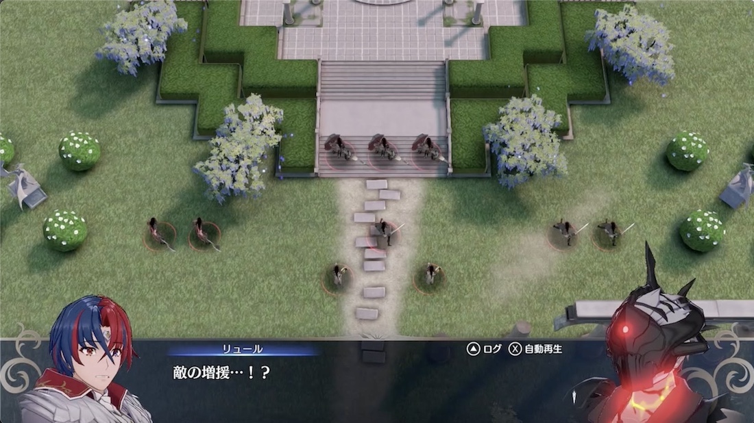 中央で各4方向に散らばり増援の敵を撃破