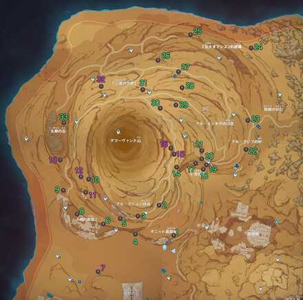 千尋の砂漠風化した碑石マップ