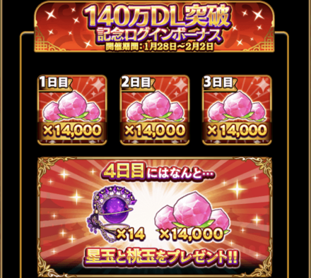 140万DL突破記念ログインボーナス｜第2弾